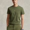 Olivgrüne Poloshirts für Herren von Ralph Lauren in Slim Fit mit Rundhalsausschnitt