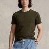 Olivgrüne Poloshirts für Herren von Ralph Lauren in Slim Fit mit Rundhalsausschnitt