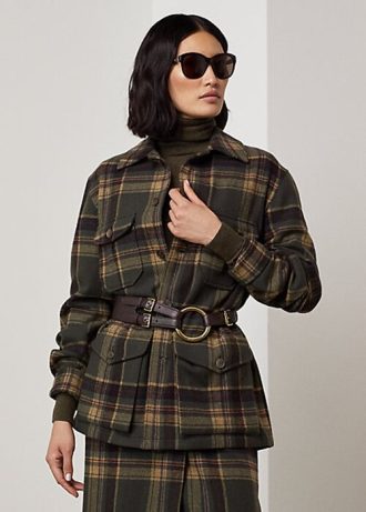 Olivgrüne Ralph Lauren Andrya Plaid Jacken für Damen