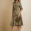 Olivgrüne Ralph Lauren Arnav Plissee-Röcke aus Broken-Twill für Damen