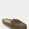 Olivgrüne Ralph Lauren Brynn Wildleder-Fahrer-Flachschuhe für Damen