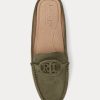 Olivgrüne Ralph Lauren Brynn Wildleder-Fahrer-Flachschuhe für Damen