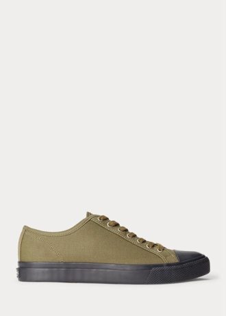 Olivgrüne Ralph Lauren Canvas-Sneaker für Herren
