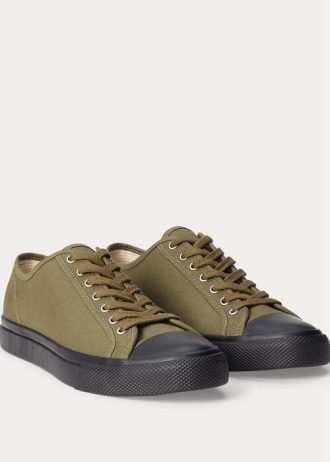 Olivgrüne Ralph Lauren Canvas-Sneaker für Herren