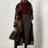 Olivgrüne Ralph Lauren Harmon Patchwork-Shearling-Mäntel für Damen