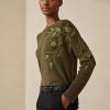 Olivgrüne Ralph Lauren Kaschmirpullover mit Rundhalsausschnitt und Verzierung für Damen