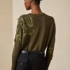Olivgrüne Ralph Lauren Kaschmirpullover mit Rundhalsausschnitt und Verzierung für Damen