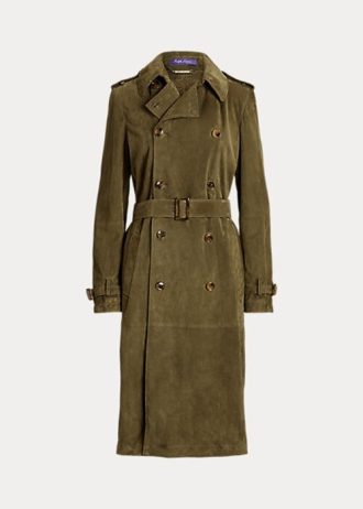 Olivgrüne Ralph Lauren Romilly Lamm-Wildledermäntel für Damen