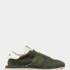 Olivgrüne Ralph Lauren Train 89 Sneakers mit Wildledereinsätzen für Herren