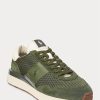 Olivgrüne Ralph Lauren Train 89 Sneakers mit Wildledereinsätzen für Herren