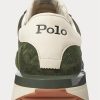 Olivgrüne Ralph Lauren Train 89 Sneakers mit Wildledereinsätzen für Herren