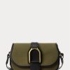 Olivgrüne Ralph Lauren Welington-Schultertaschen aus Canvas und Kalbsleder für Damen