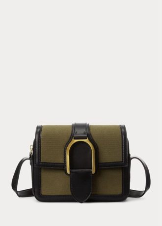 Olivgrüne Ralph Lauren Welington Umhängetaschen aus Canvas für Damen
