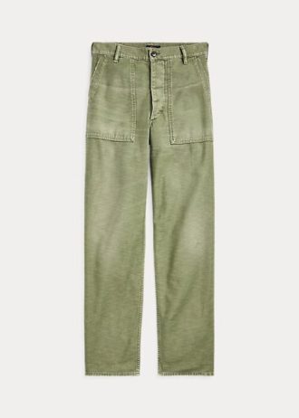 Olivgrüne Utility-Hose aus Baumwollsatin für Damen von Ralph Lauren