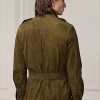 Olivgrüne Wildlederjacken mit Gürtel für Herren von Ralph Lauren