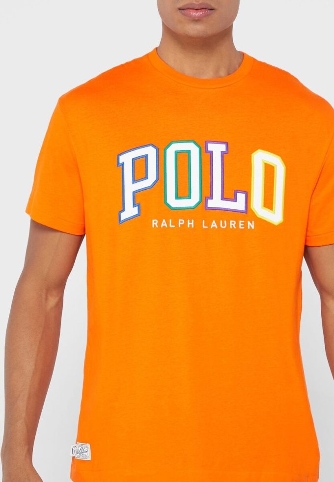 Orange Herren Ralph Lauren Logo Rundhals T-Shirts