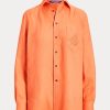 Orange Ralph Lauren Adrien Leinenhemden für Damen