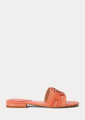 Orange Ralph Lauren Alegra Flache Schuhe aus Leder mit Krokodilprägung für Damen