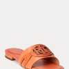 Orange Ralph Lauren Alegra Flache Schuhe aus Leder mit Krokodilprägung für Damen