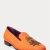 Orange Ralph Lauren Alonzo bestickte Leinenschuhe für Herren