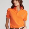 Orange Ralph Lauren Classic Fit Mesh-Poloshirts für Damen