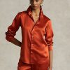 Orange Ralph Lauren Damen Mulberry Silk Shir Shirts