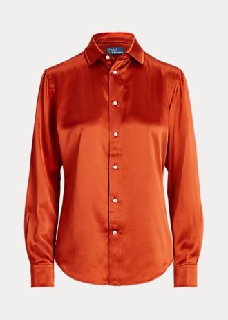 Orange Ralph Lauren Damen Mulberry Silk Shir Shirts