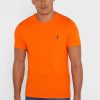 Orange Ralph Lauren Essential T-Shirts mit Rundhalsausschnitt für Herren