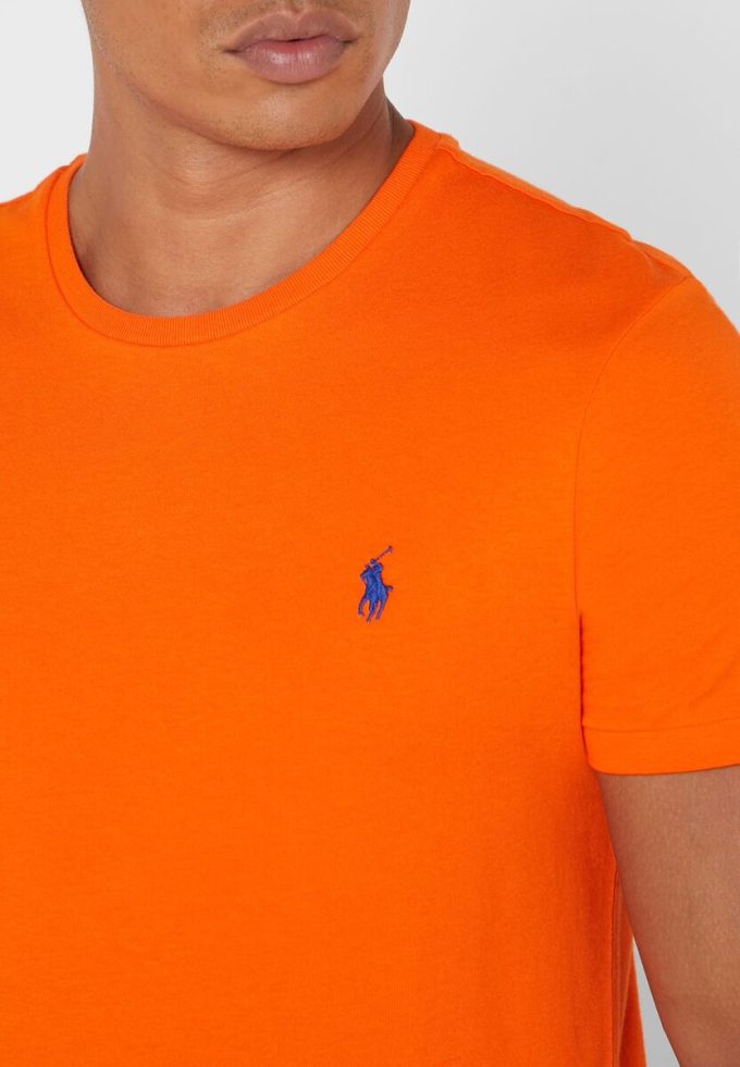 Orange Ralph Lauren Essential T-Shirts mit Rundhalsausschnitt für Herren