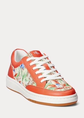 Orange Ralph Lauren Hailey Floral Monogram Jacquard Sneakers für Damen