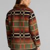 Orange Ralph Lauren Jacquardjacken mit Shearling-Kragen für Damen