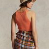Orange Ralph Lauren Rippstrick-Tanktops aus Baumwolle für Damen