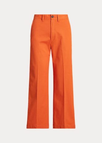 Orangefarbene Chinohose mit weitem Bein für Damen von Ralph Lauren