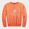 Orangefarbene Fleece-Sweatshirts mit Ralph Lauren-Logografik für Damen