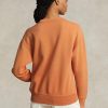 Orangefarbene Fleece-Sweatshirts mit Ralph Lauren-Logografik für Damen