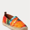 Orangefarbene Ralph Lauren Bowsworth Leinen-Espadrilles mit Blumenmuster für Herren