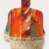 Orangefarbene Ralph Lauren Bowsworth Leinen-Espadrilles mit Blumenmuster für Herren