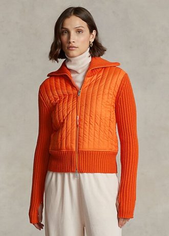 Orangefarbene Ralph Lauren Hybrid-Jacken mit Trichterkragen für Damen