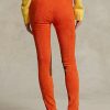 Orangefarbene Ralph Lauren Jodhpur-Leggings aus Stretch-Lammfell-Wildleder für Damen