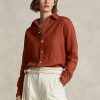 Orangefarbene Ralph Lauren Leinenhemden im Relaxed Fit für Damen