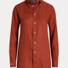 Orangefarbene Ralph Lauren Leinenhemden im Relaxed Fit für Damen