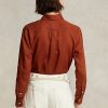 Orangefarbene Ralph Lauren Leinenhemden im Relaxed Fit für Damen