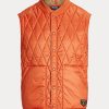 Orangefarbene, wasserabweisende Steppweste von Ralph Lauren für Herren