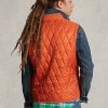 Orangefarbene, wasserabweisende Steppweste von Ralph Lauren für Herren