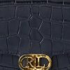Raffinierte, marineblaue Damen-Umhängetasche „Adair“ aus geprägtem Leder von Ralph Lauren