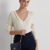 Raffinierte, marineblaue Damen-Umhängetasche „Adair“ aus geprägtem Leder von Ralph Lauren