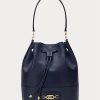 Raffinierte, marineblaue Damenhandtasche aus Ralph Lauren-Leder mit großer Andie-Tasche