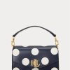 Raffinierte, marineblaue/vanillefarbene Ralph Lauren Tayler-Umhängetaschen mit Polka-Dot-Muster für Damen