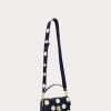 Raffinierte, marineblaue/vanillefarbene Ralph Lauren Tayler-Umhängetaschen mit Polka-Dot-Muster für Damen