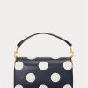 Raffinierte, marineblaue/vanillefarbene Ralph Lauren Tayler-Umhängetaschen mit Polka-Dot-Muster für Damen